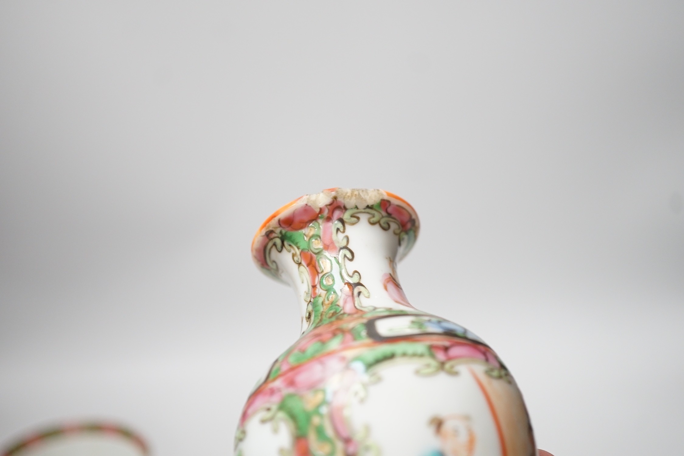 A group of 19th/20th century Chinese enamelled porcelain and a Samson armorial plate